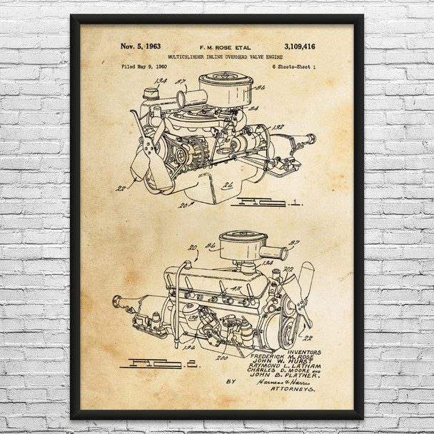 Slant Six Engine Patent Wall Art