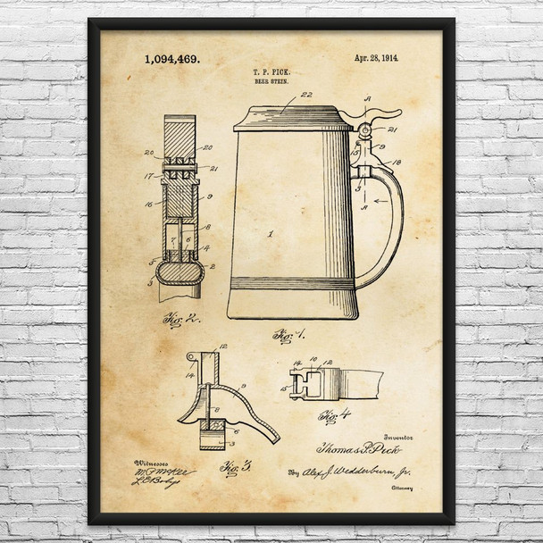 Beer Stein Patent Wall Art