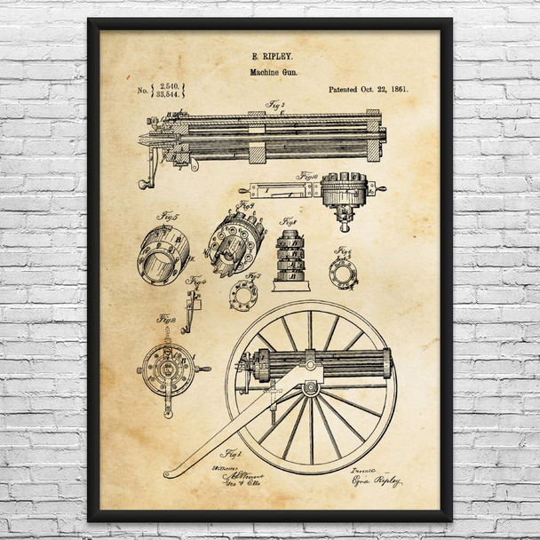 Gatling Gun Patent Wall Art