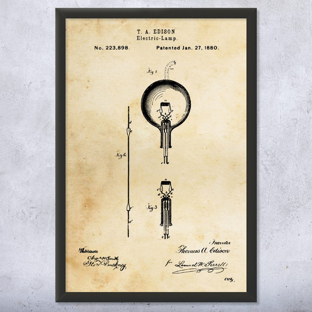 Thomas Edison Electric Lamp Patent Wall Art