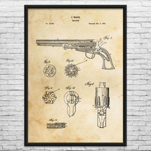 Old West Revolver Patent Wall Art