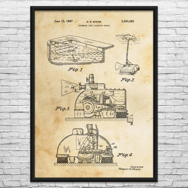 Pool Vacuum Patent Wall Art