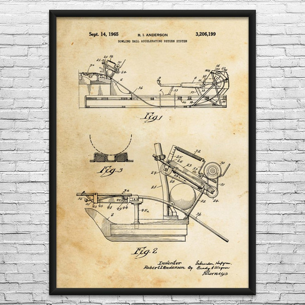 Bowling Ball Return Patent Wall Art