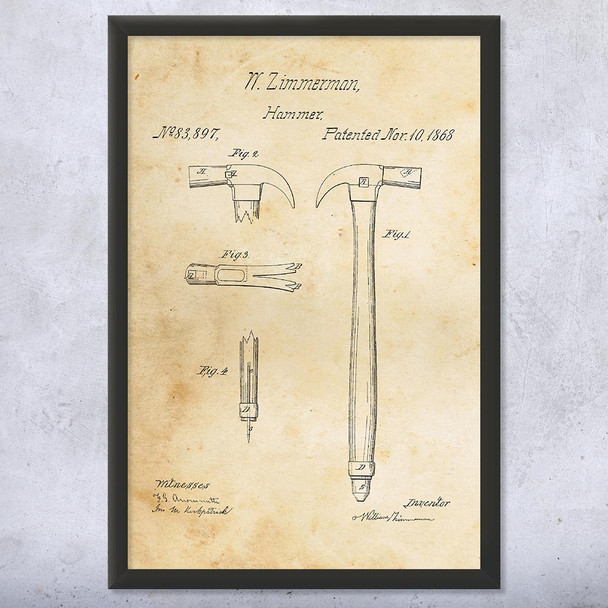 Claw Hammer Patent Wall Art