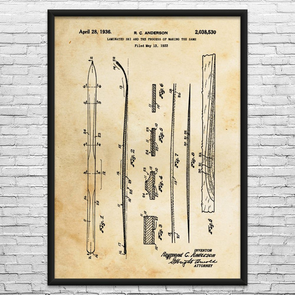 Snow Ski Patent Wall Art