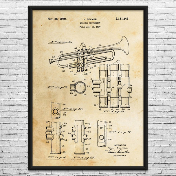 Trumpet Patent Wall Art