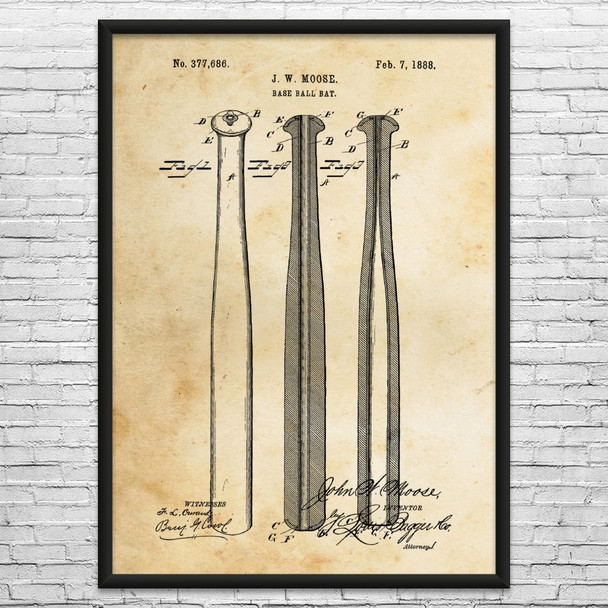 Baseball Bat Patent Wall Art