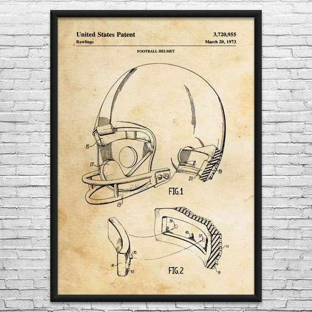 Football Helmet Patent Wall Art