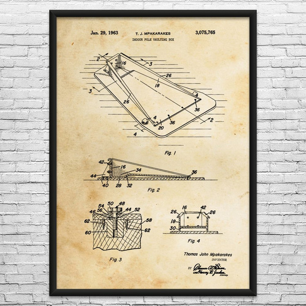 Pole Vaulting Box Patent Wall Art