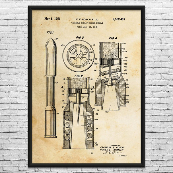 Rocket Nozzle Patent Wall Art