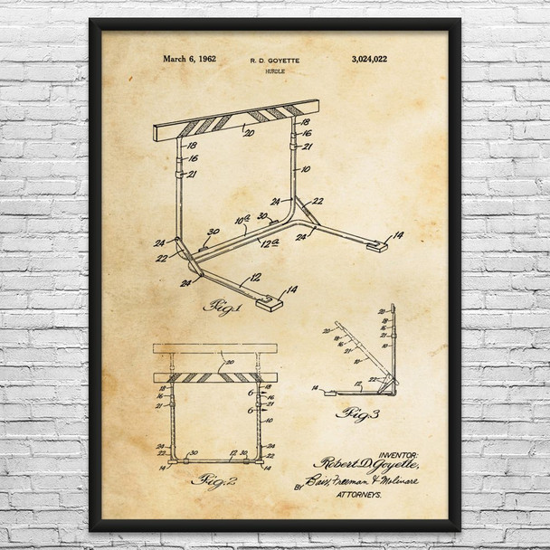 Track Hurdle Patent Wall Art