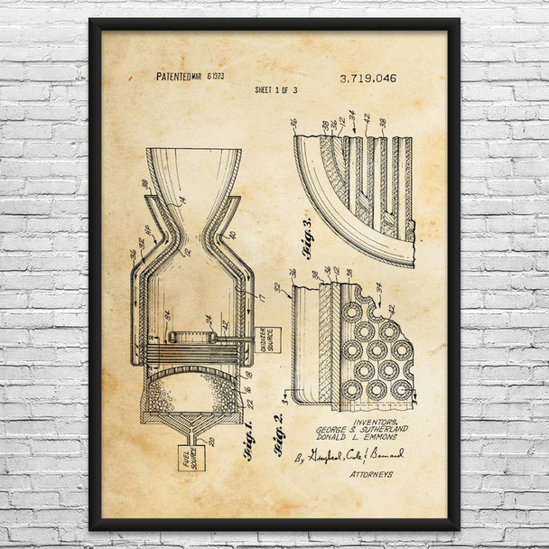 Rocket Engine Cooling Patent Wall Art