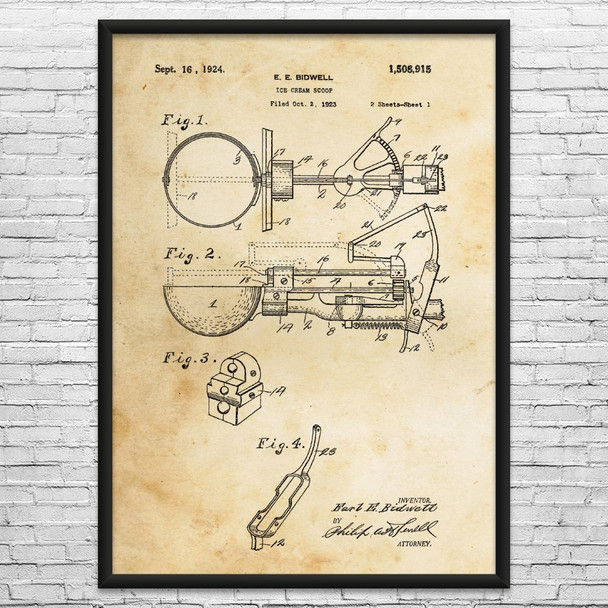 Ice Cream Scoop Patent Wall Art