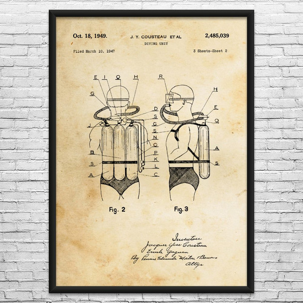 Scuba Diving System Patent Wall Art