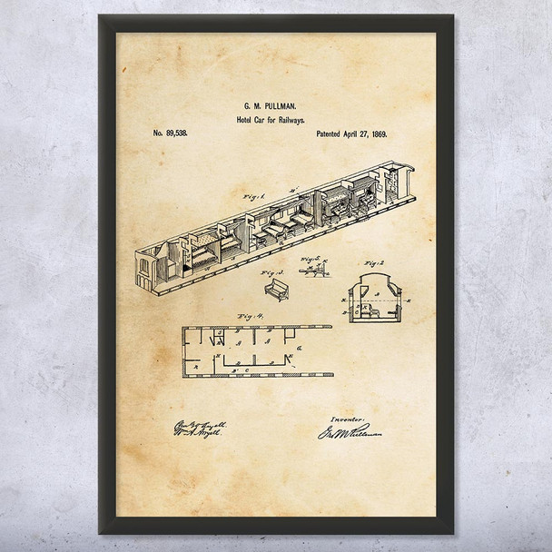 Passenger Train Car Patent Wall Art