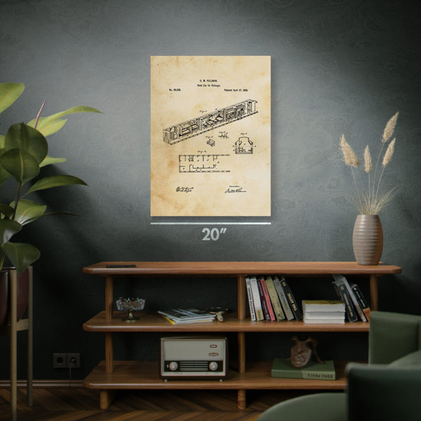 Passenger Train Car Patent Wall Art