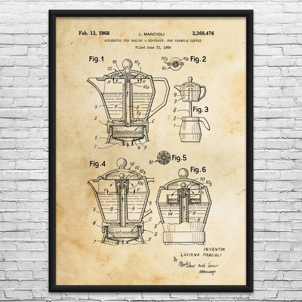 Moka Pot Patent Wall Art