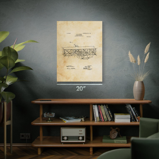 Wright Bros Airplane Patent Wall Art