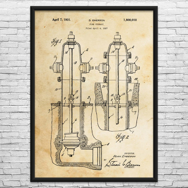 Fire Hydrant Patent Wall Art
