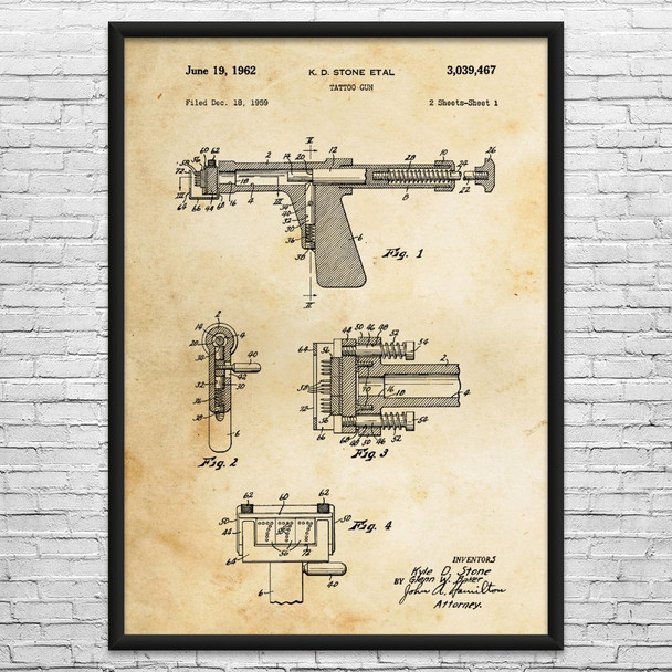 Tattoo Gun Patent Wall Art