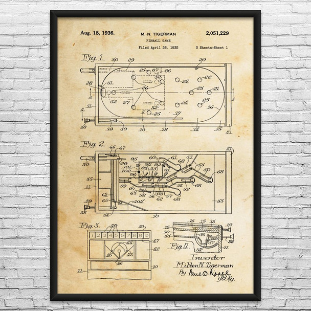 Pinball Game Patent Wall Art