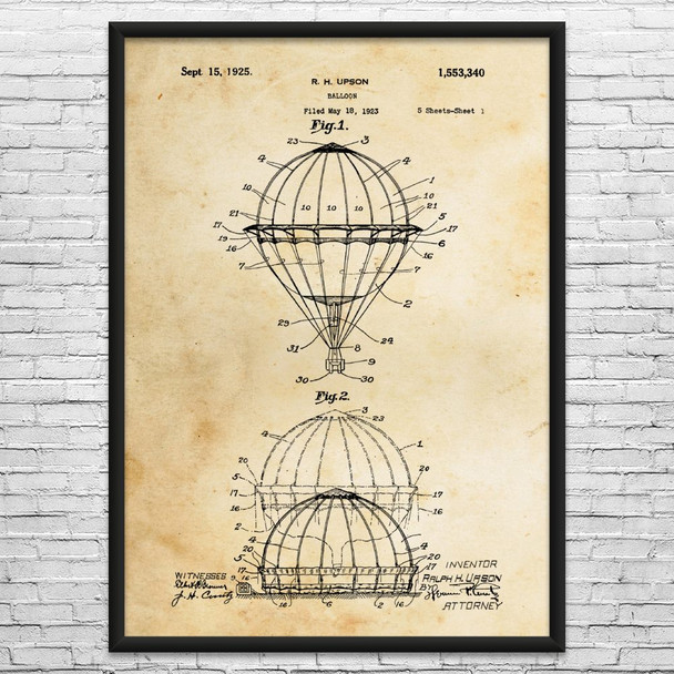Hot Air Balloon Inflating Patent Wall Art