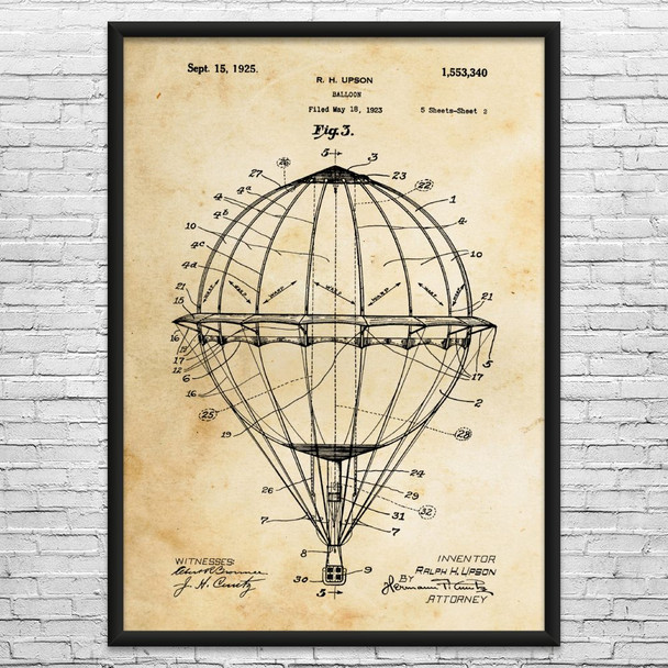 Hot Air Balloon Patent Wall Art