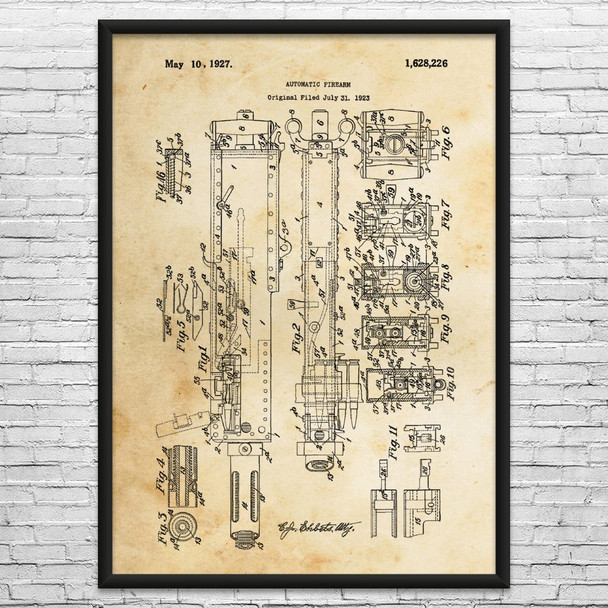 M2 Machine Gun Patent Wall Art