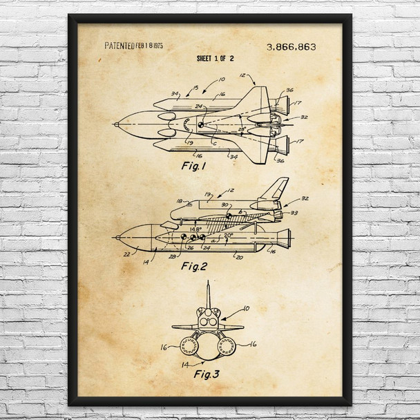 Enterprise Space Shuttle Patent Wall Art
