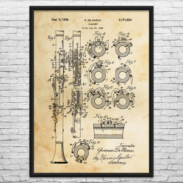 Clarinet Patent Wall Art