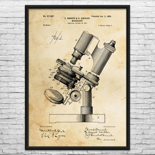 Light Microscope Patent Wall Art