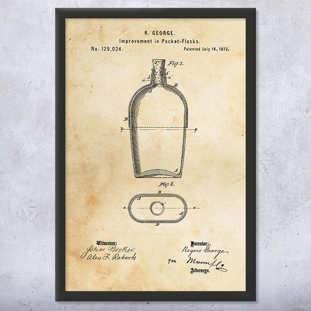 Cork Bottle Flask Patent Wall Art