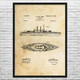 Navy Battle Ship Patent Wall Art