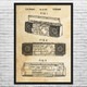 Boombox Tape Player Patent Wall Art