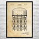 Water Supply Tank Patent Wall Art