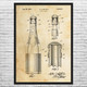 Champagne Bottle Patent Wall Art