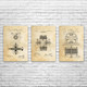 Nikola Tesla Inventions Patent Wall Art Set of 3