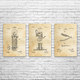 Barber Shop Patent Wall Art Set of 3