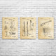 Bass Guitar Patent Wall Art Set of 3