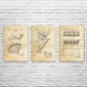 Construction Patent Wall Art Set of 3