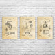 Espresso Patent Wall Art Set of 3