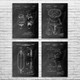 Scuba Diving Patent Wall Art Set of 4