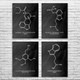 Psychedelic Molecule Wall Art Set of 4