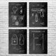 Police Patent Wall Art Set of 4 Police Patent Wall Art Set of 4