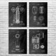 Whiskey Patent Wall Art Set of 4