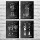 Barber Shop Patent Wall Art Set of 4