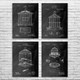 Bird Cage Patent Wall Art Set of 4
