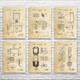 Television Patent Wall Art Set of 6