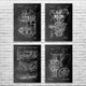Henry F. Automotive Patent Wall Art Set of 4