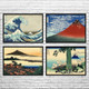 Hokusai Mount Fuji Ukiyo-e Wall Art Set of 4